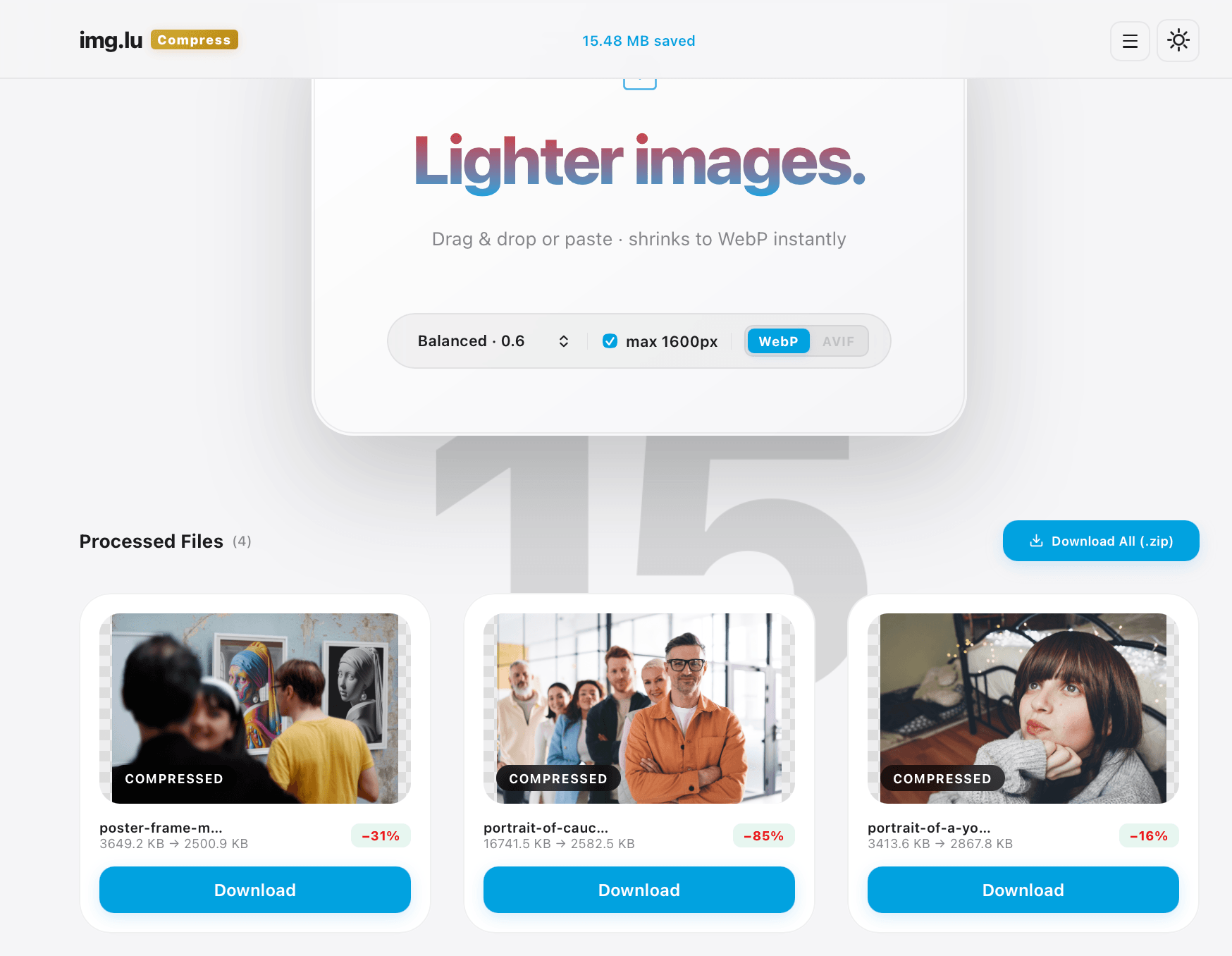 before and after image weight comparison using img.lu